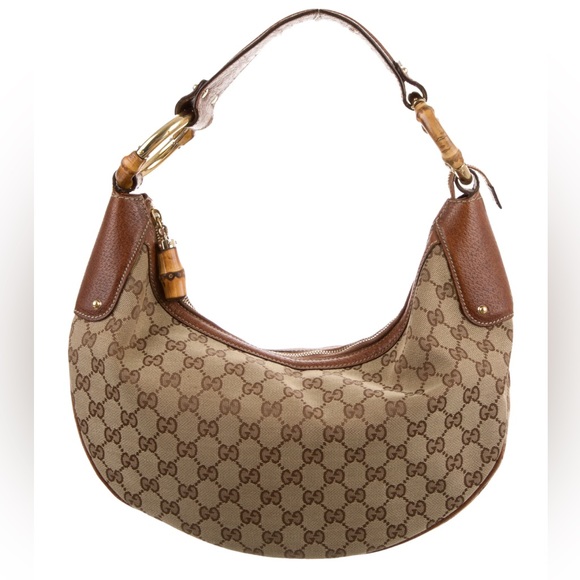 GUCCI vintage Half Moon Hobo Bag with Bamboo Handles - Picture 2 of 12